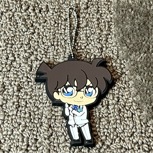 Detective Conan Case Closed Conan Edogawa White Suit Rubber Keychain Anime Japan - Picture 1 of 8